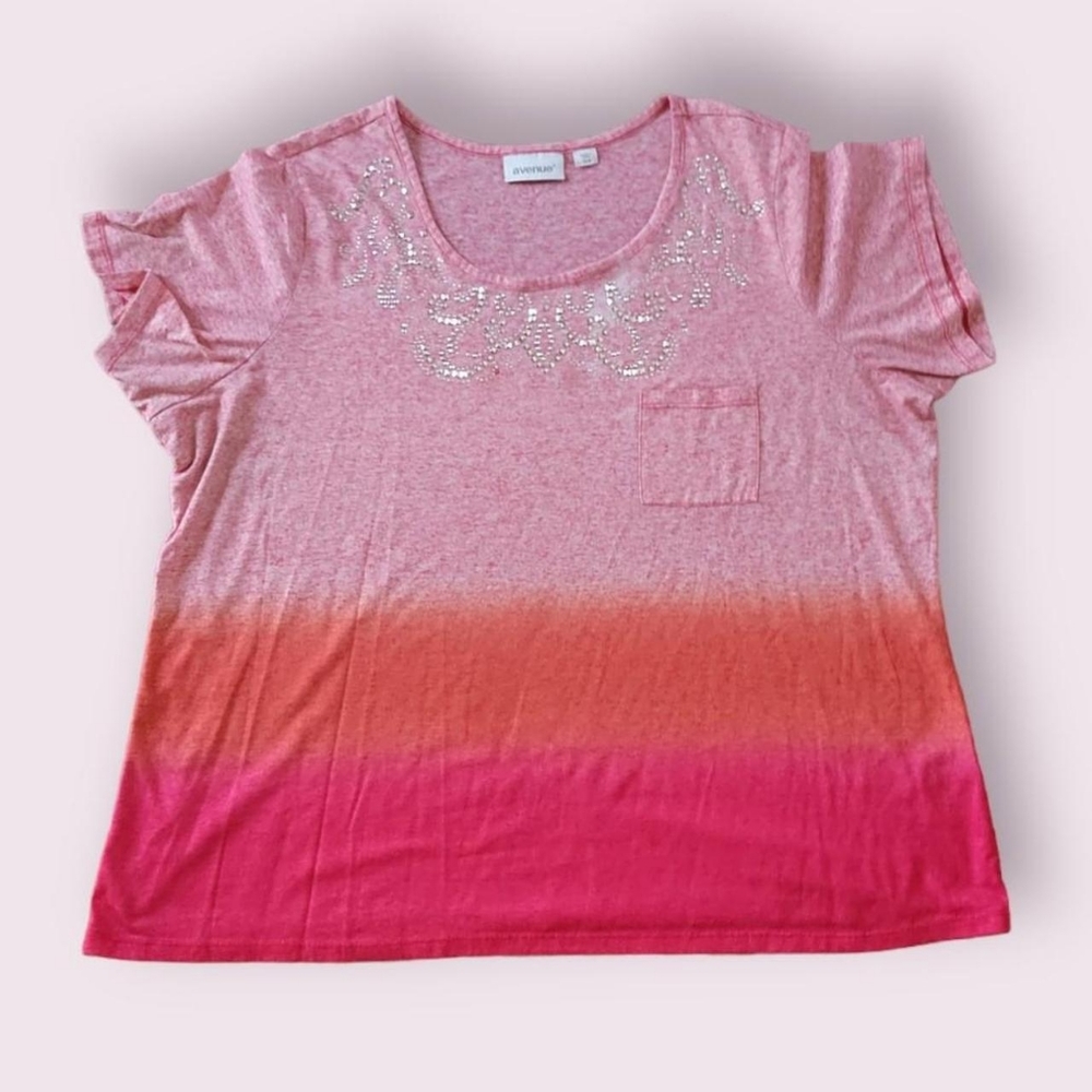 Y2k ombre rhinestone tee